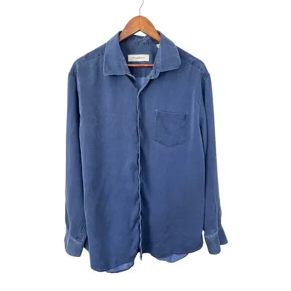 Tommy Bahama Men'S Silk+ Wool Button down Shirt XL Quiet Luxury Corpcore - Picture 2 of 5